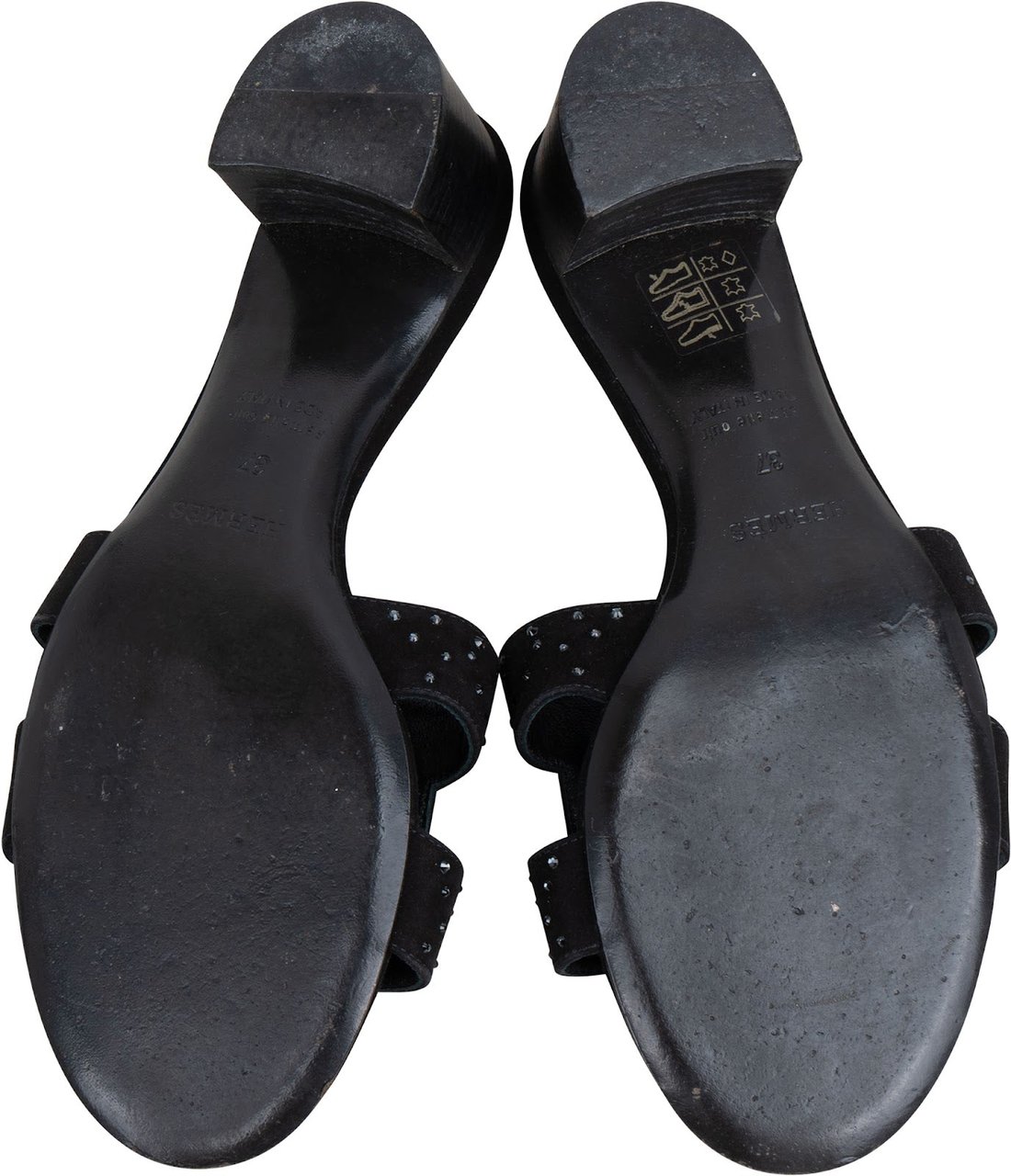 Hermès Special Edition Black Suede Crystal Oran Sandals (37) Zwart