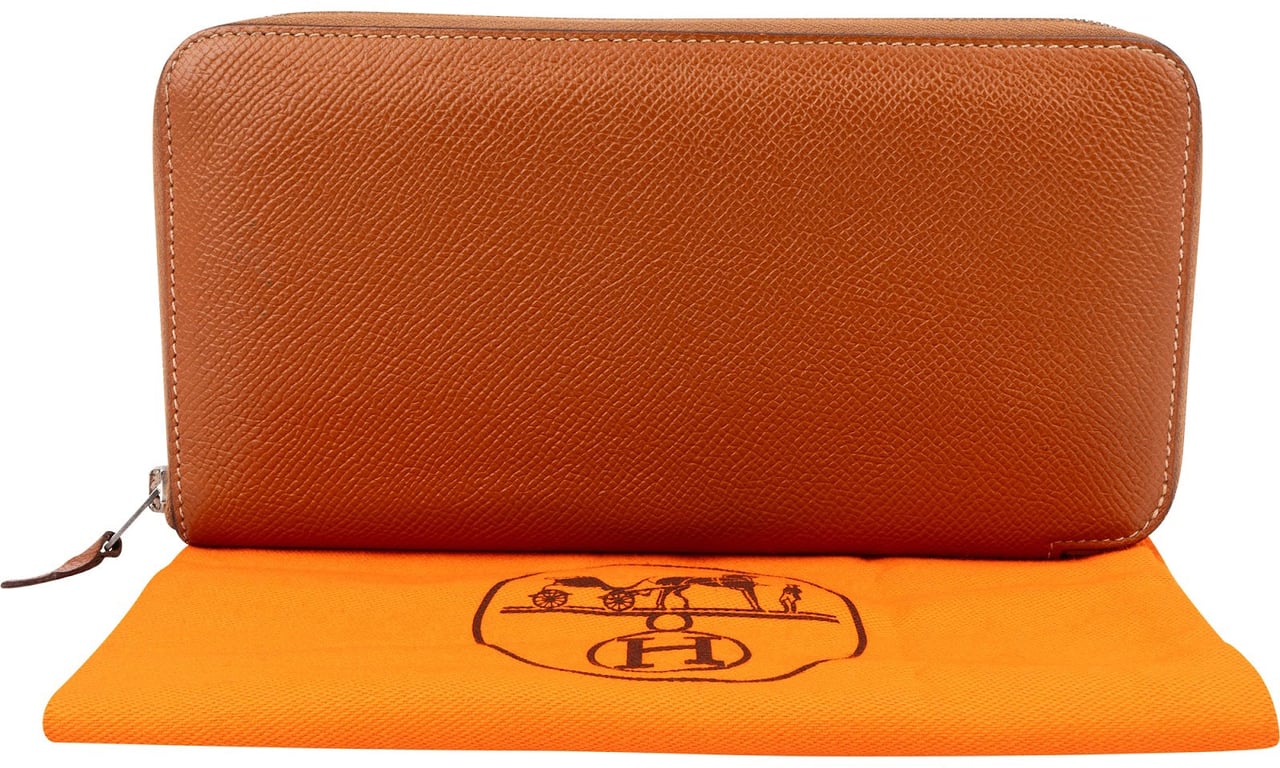 Hermès Brown Epsom Leather Azap Zippy Wallet Bruin