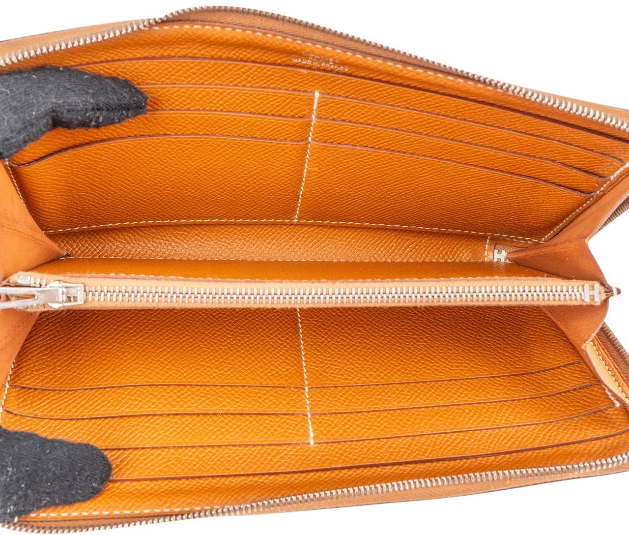 Hermès Brown Epsom Leather Azap Zippy Wallet Bruin