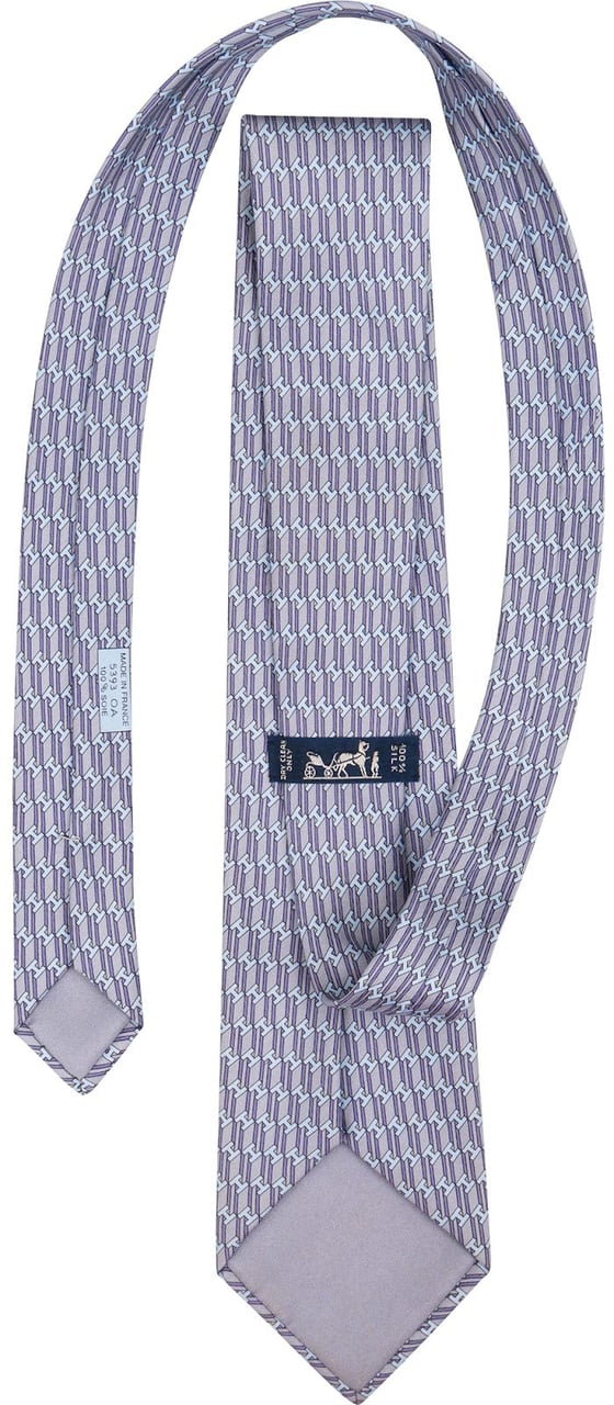 Hermès H Pattern Monogram Silk Tie Krawatte Paars