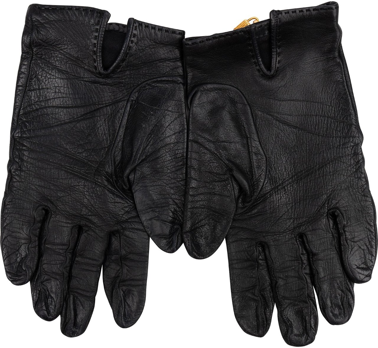 Hermès Black Leather Kelly Gloves Handschuhe Zwart