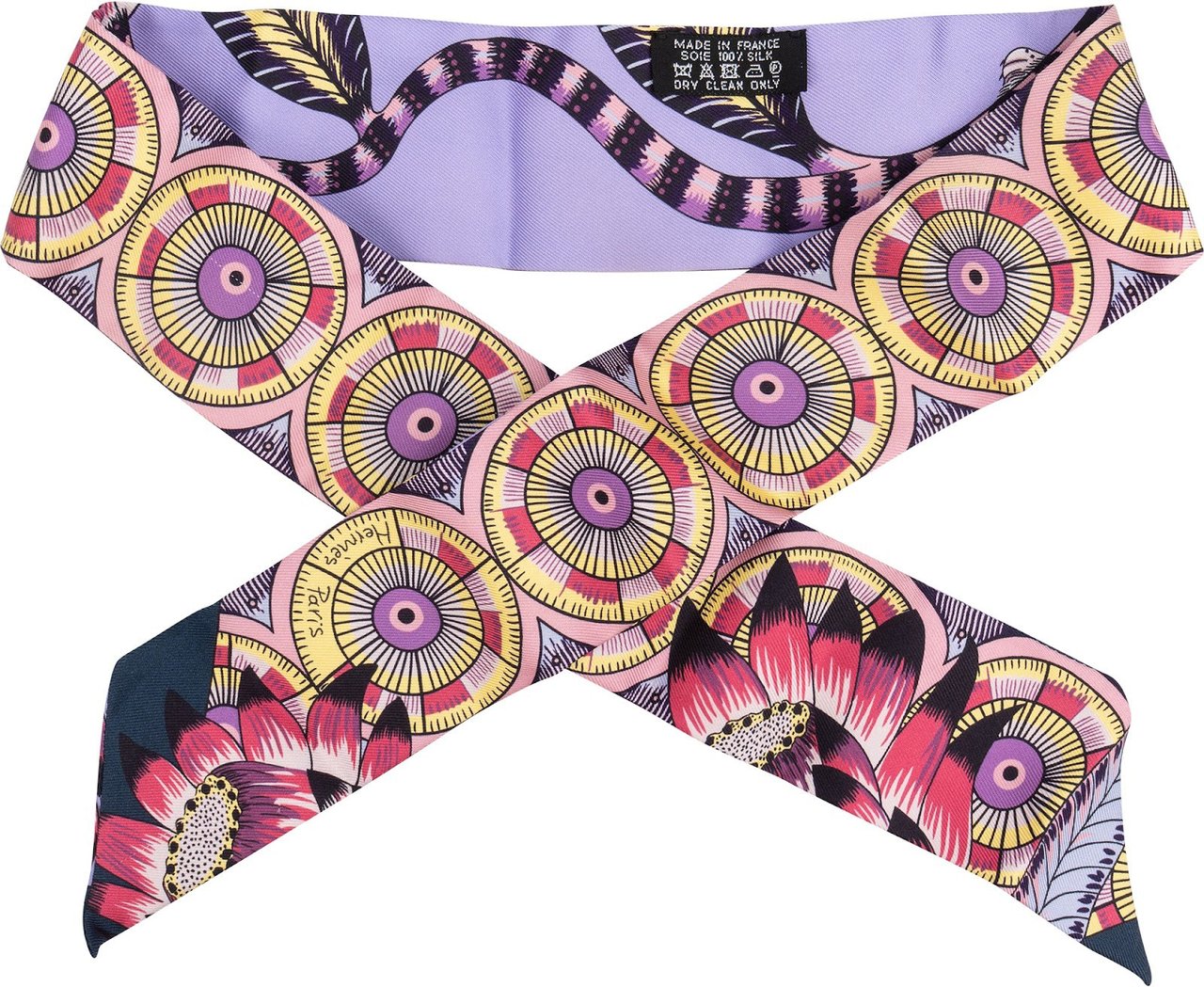 Hermès Savana Dance Silk Twilly Tuch Scarf Paars