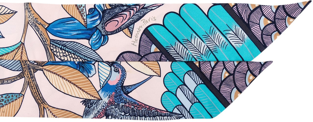 Hermès Jungle Rainbow Love Silk Twilly Tuch Scarf Rood