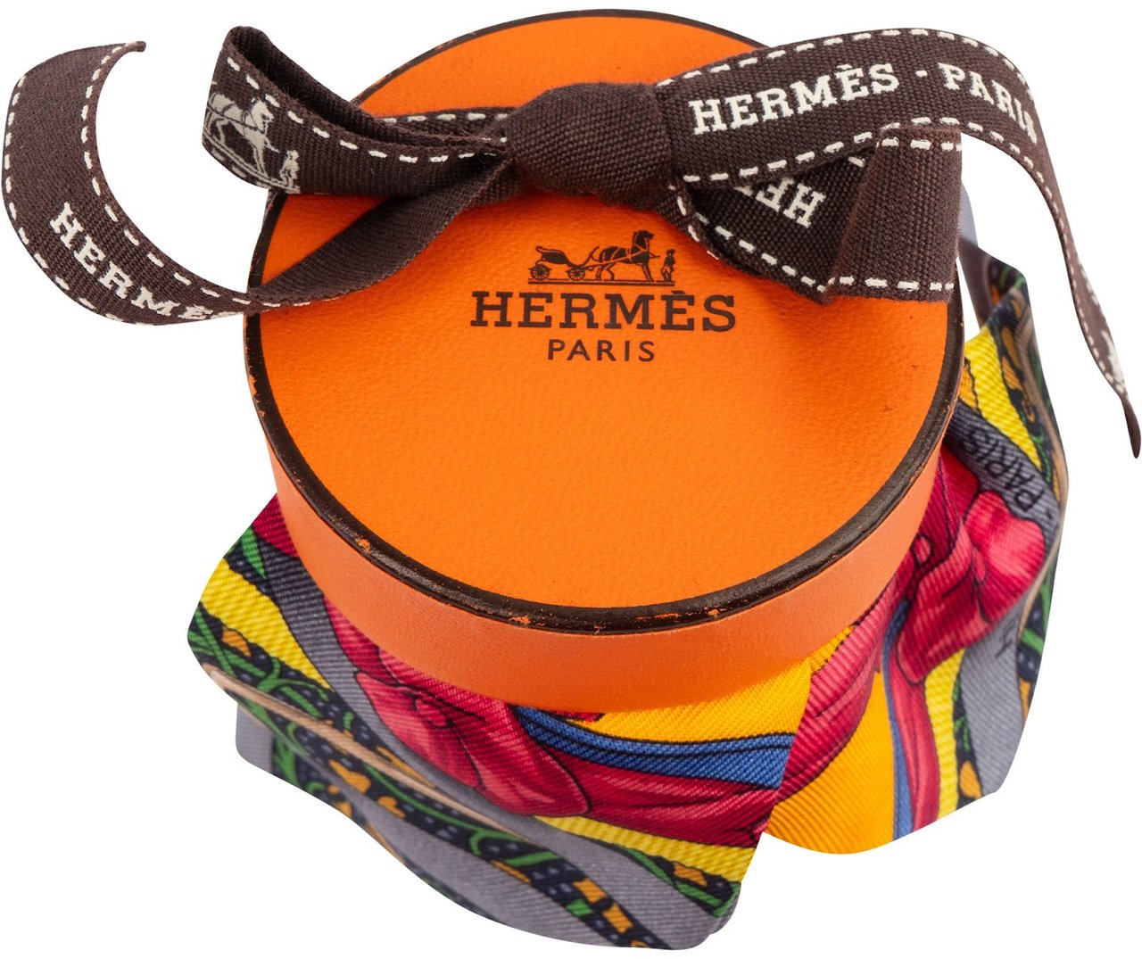 Hermès Brides de Gala Silk Lock Twilly Set Tuch Scarf Geel
