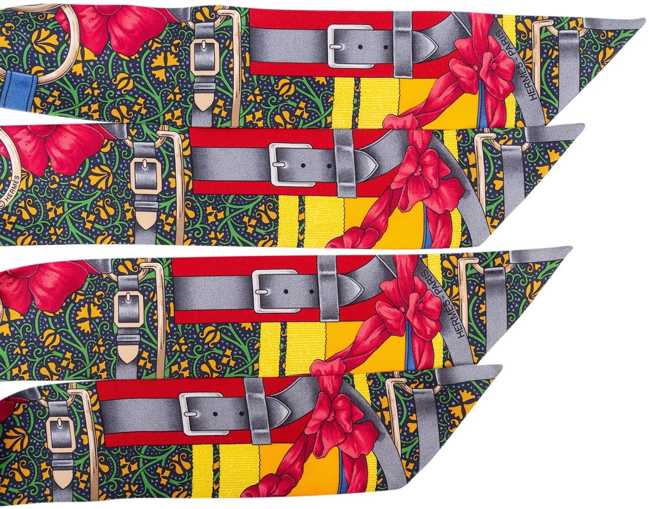 Hermès Brides de Gala Silk Lock Twilly Set Tuch Scarf Geel