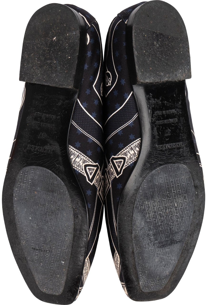 Hermès Equestrian Printed Loafers Flats (37) Navy