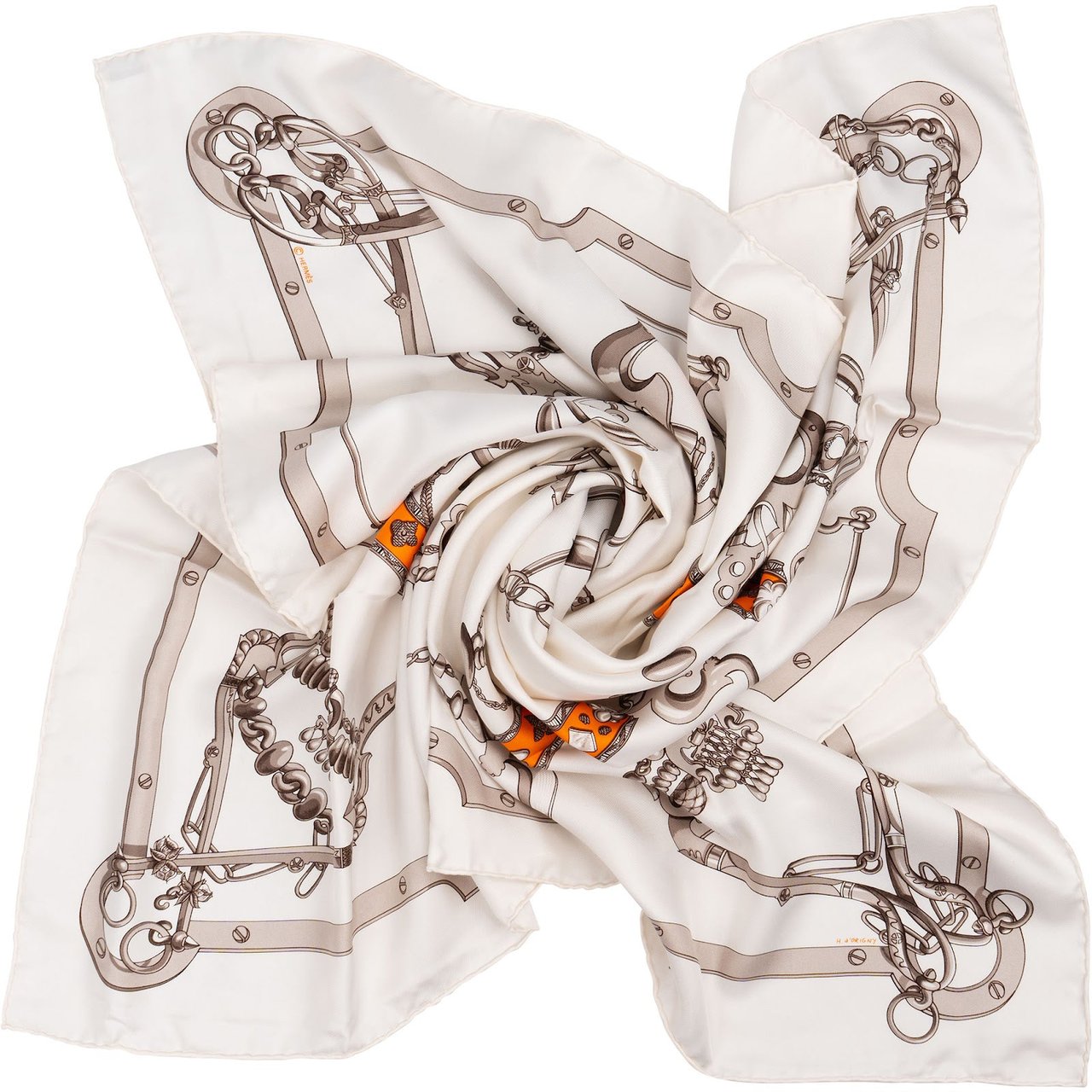Hermès Mors & Gourmettes Silk Carre 90 Tuch Scarf Wit