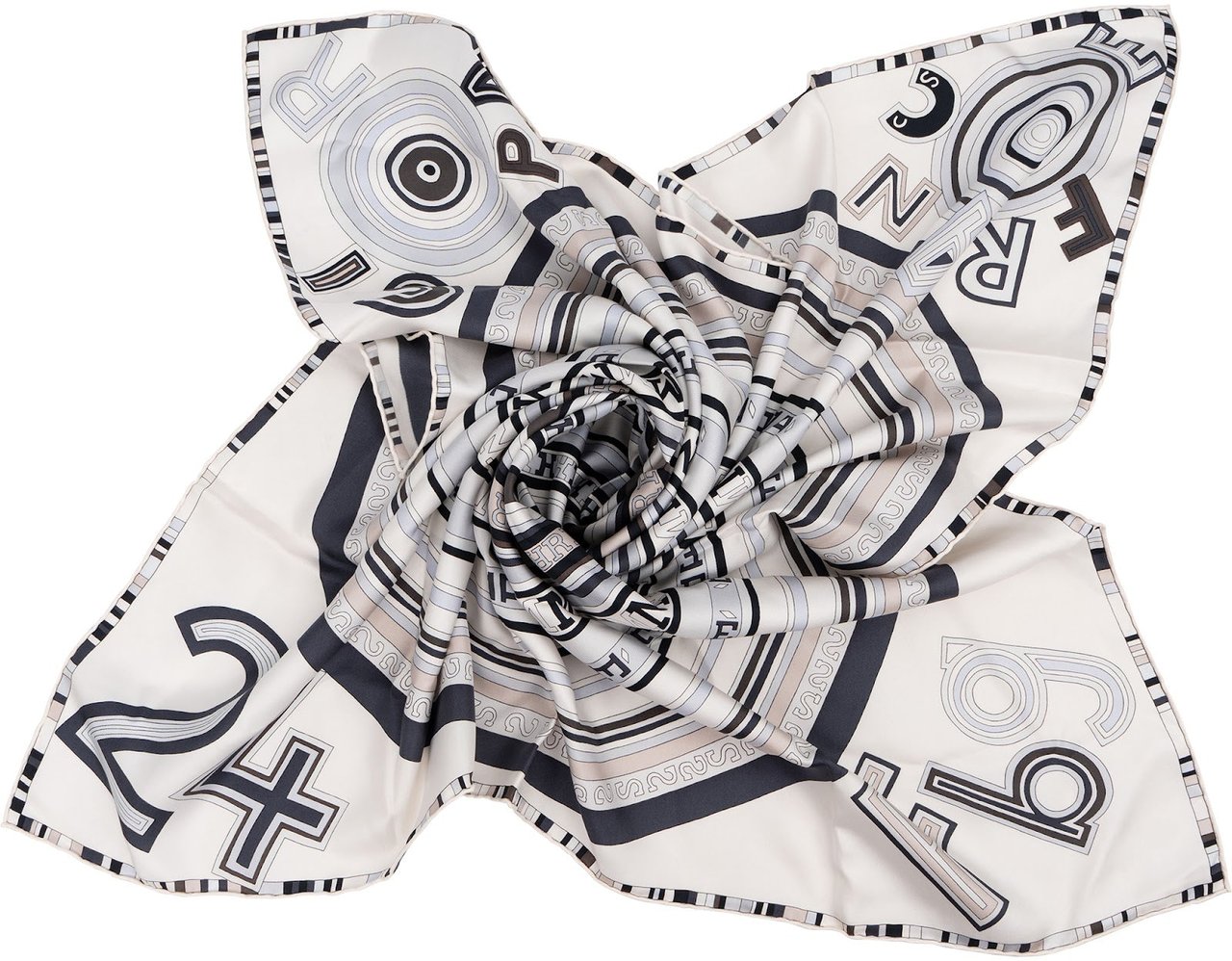 Hermès 24 Faubourg Silk Carré 90 Tuch Scarf Wit