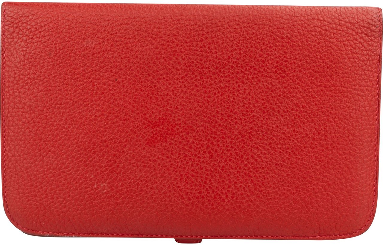 Hermès Rouge Grained Togo Leather Dogon Wallet Rood