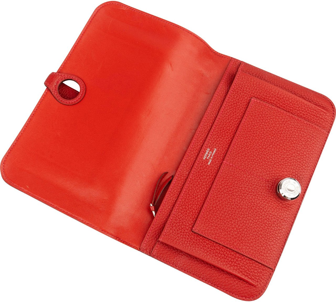 Hermès Rouge Grained Togo Leather Dogon Wallet Rood