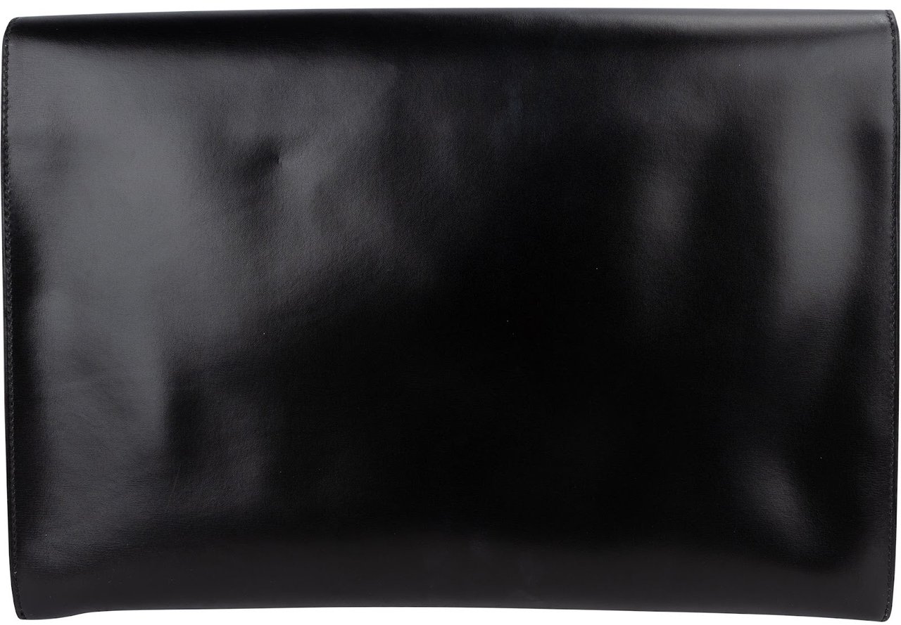 Hermès Noir Box Calfskin Rio Piano Clutch Zwart