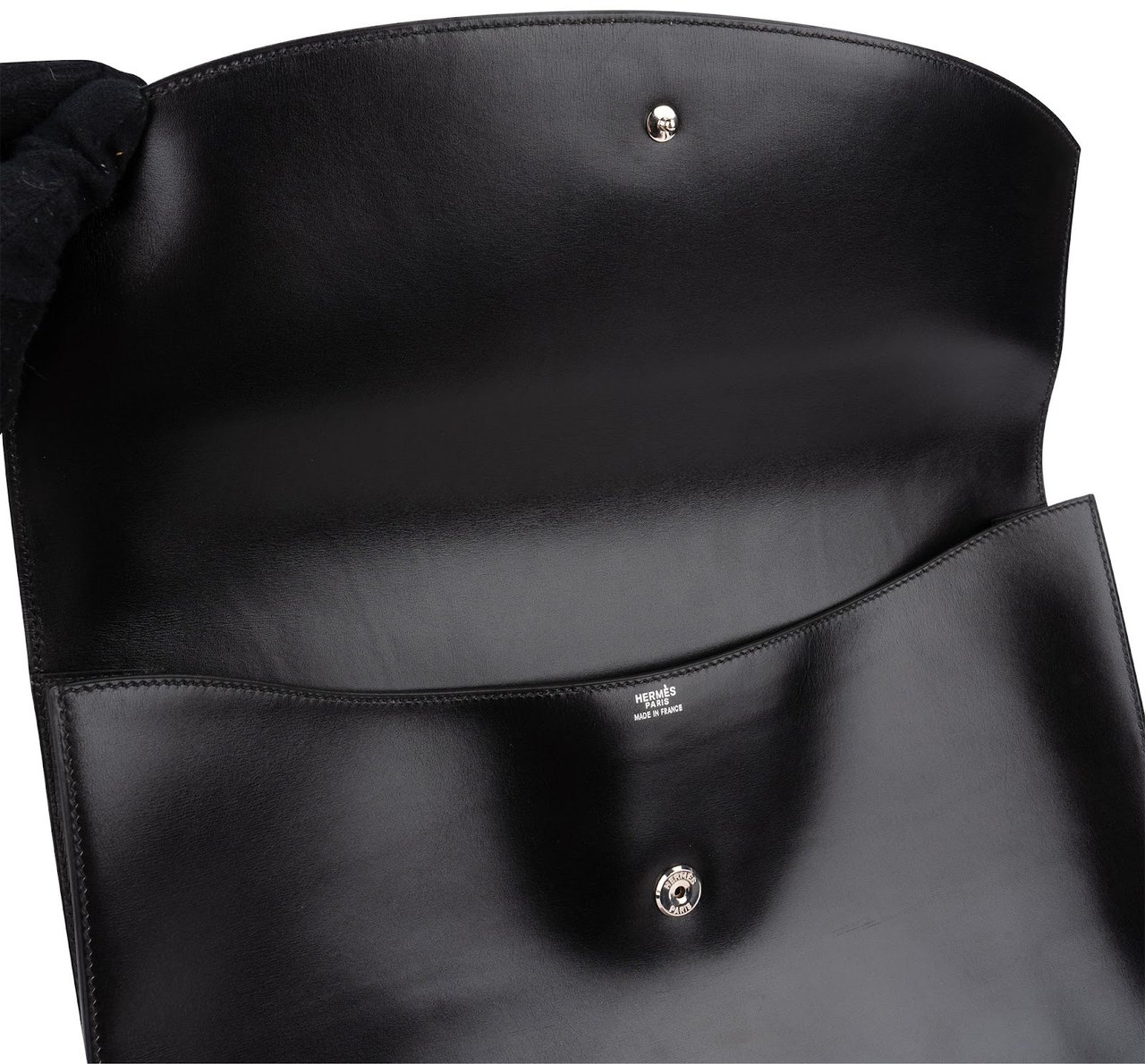 Hermès Noir Box Calfskin Rio Piano Clutch Zwart