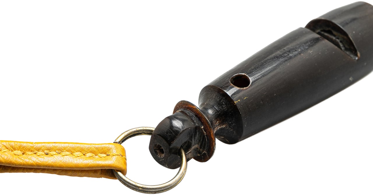 Hermès Leather Ultrasonic Dog Whistle Necklace Geel