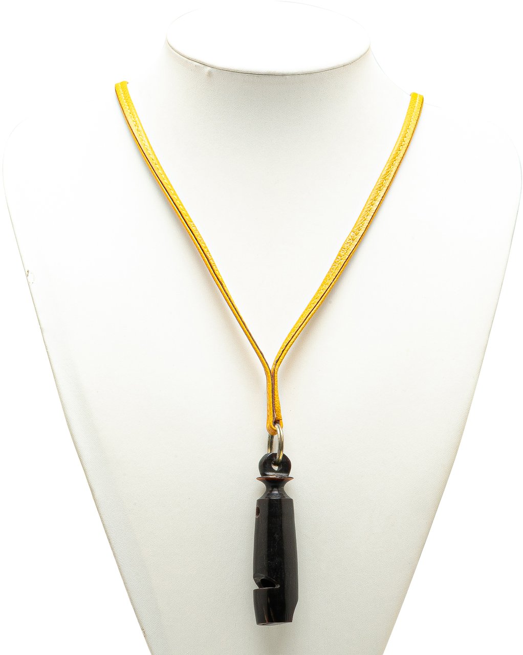 Hermès Leather Ultrasonic Dog Whistle Necklace Geel