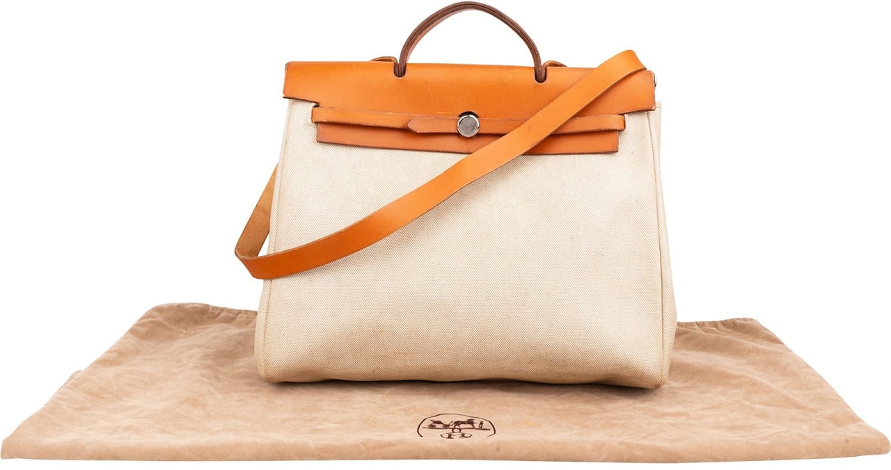 Hermès Classic Cotton Herbag 39 Shoulder Handbag Beige