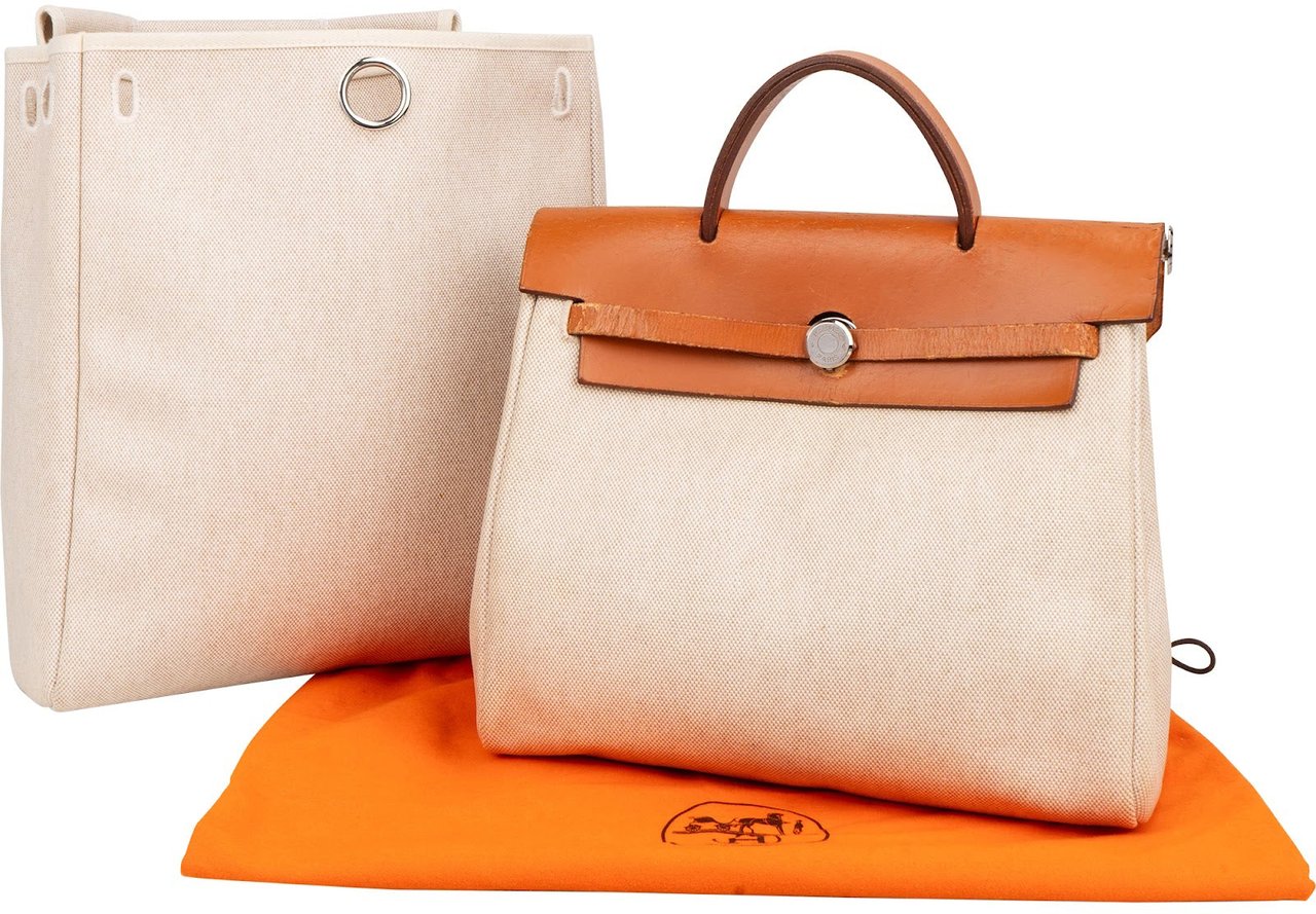 Hermès Classic Cotton Herbag 31 Shoulder Handbag Backpack Beige