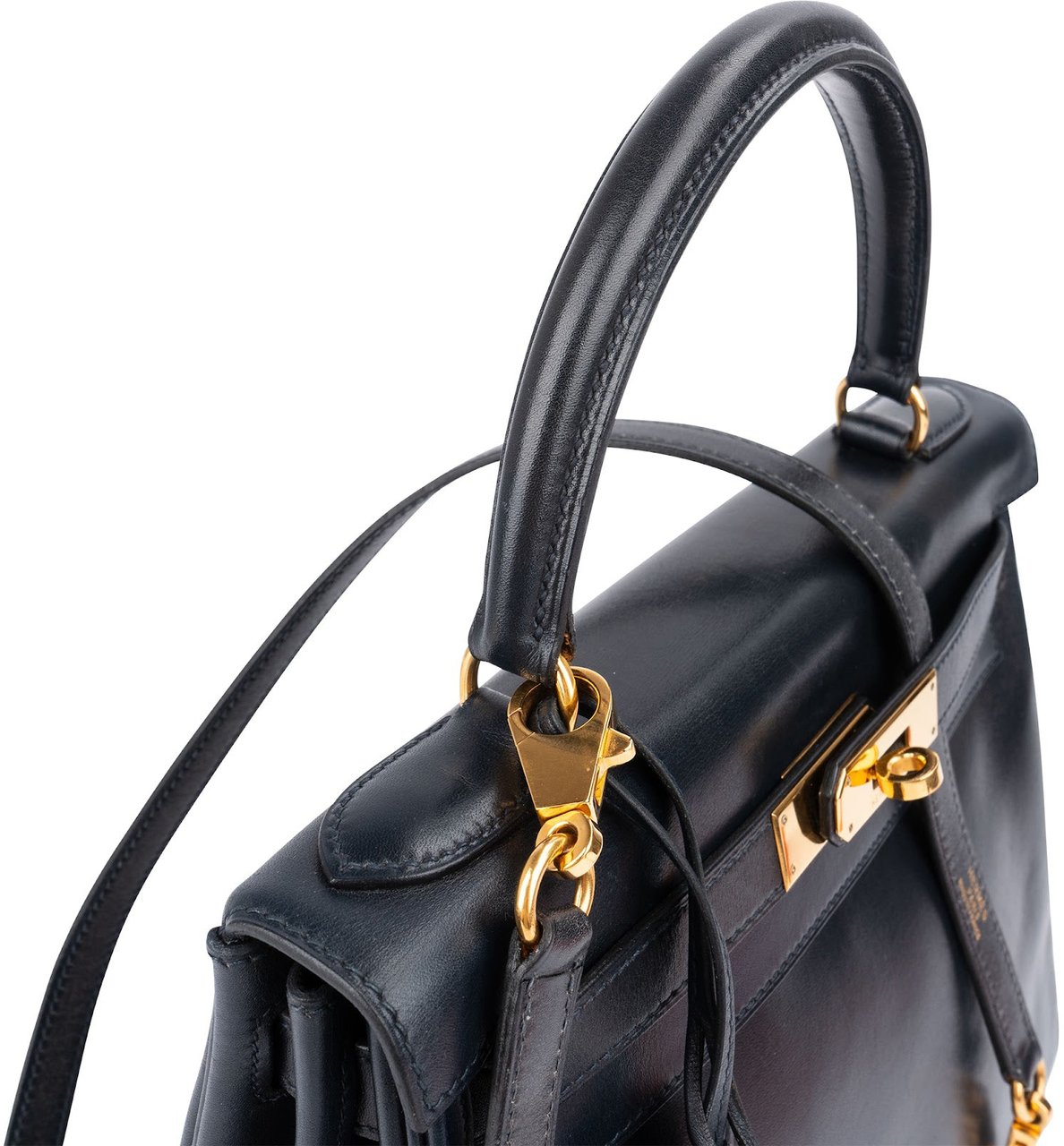 Hermès Blue Boxcalf Leather Kelly 28 Handbag Navy