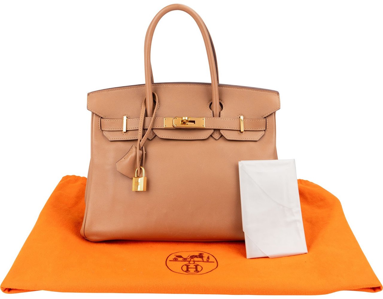 Hermès Natural Swift Leather Birkin 30 Handbag Bruin