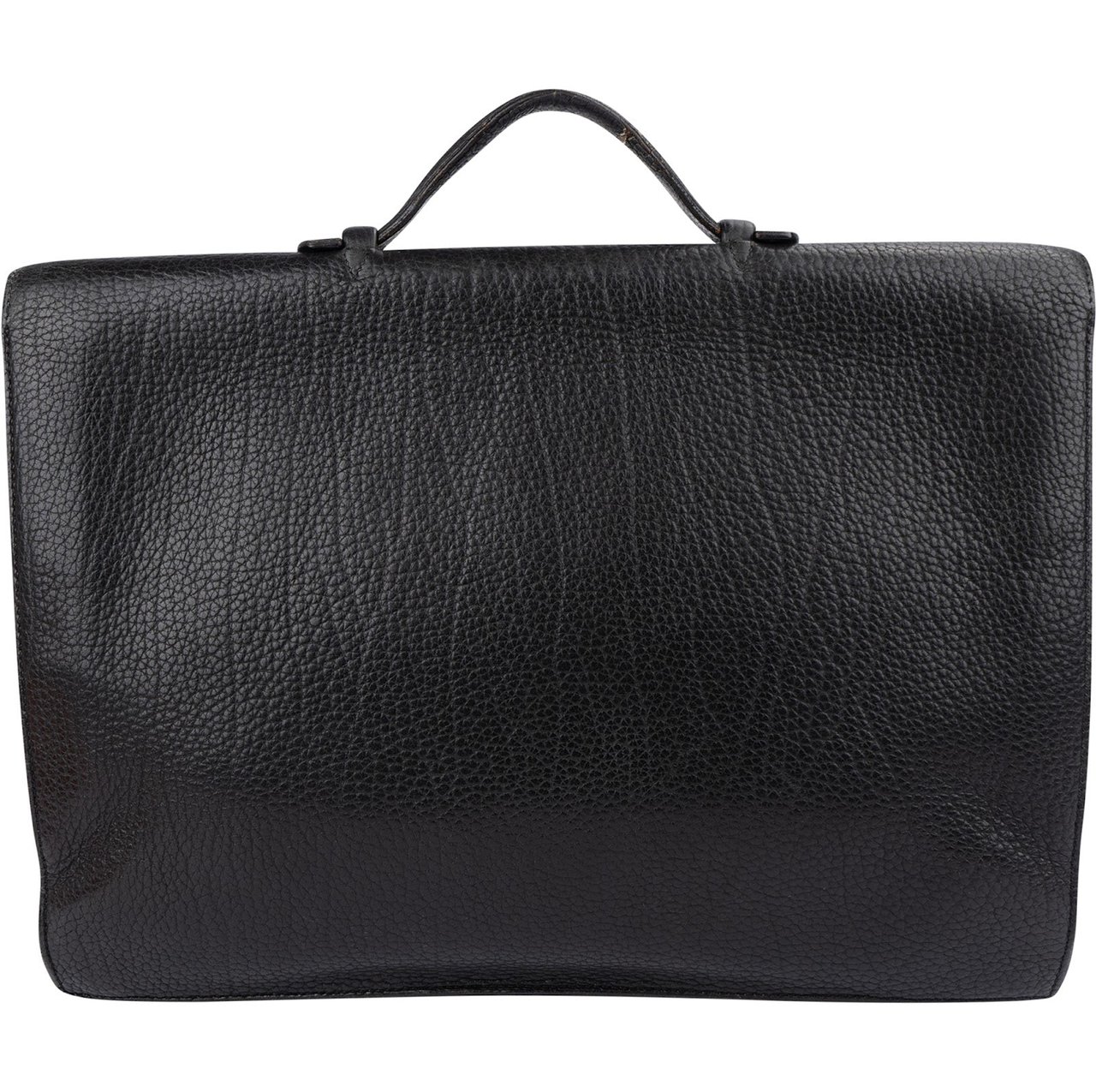 Hermès Noir Grained Fjord Leather Sac à Dépêches Business Handbag Zwart
