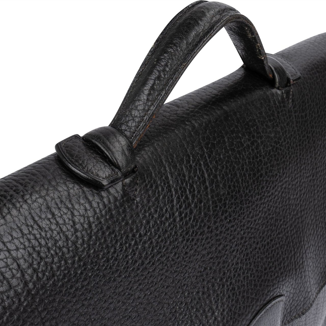 Hermès Noir Grained Fjord Leather Sac à Dépêches Business Handbag Zwart
