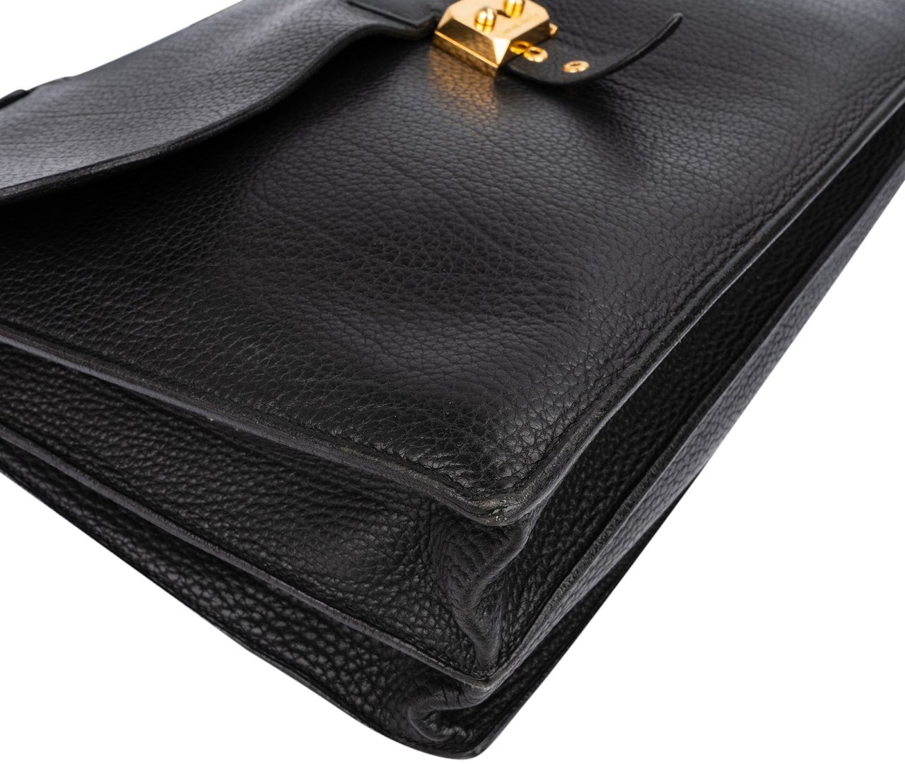 Hermès Noir Grained Fjord Leather Sac à Dépêches Business Handbag Zwart