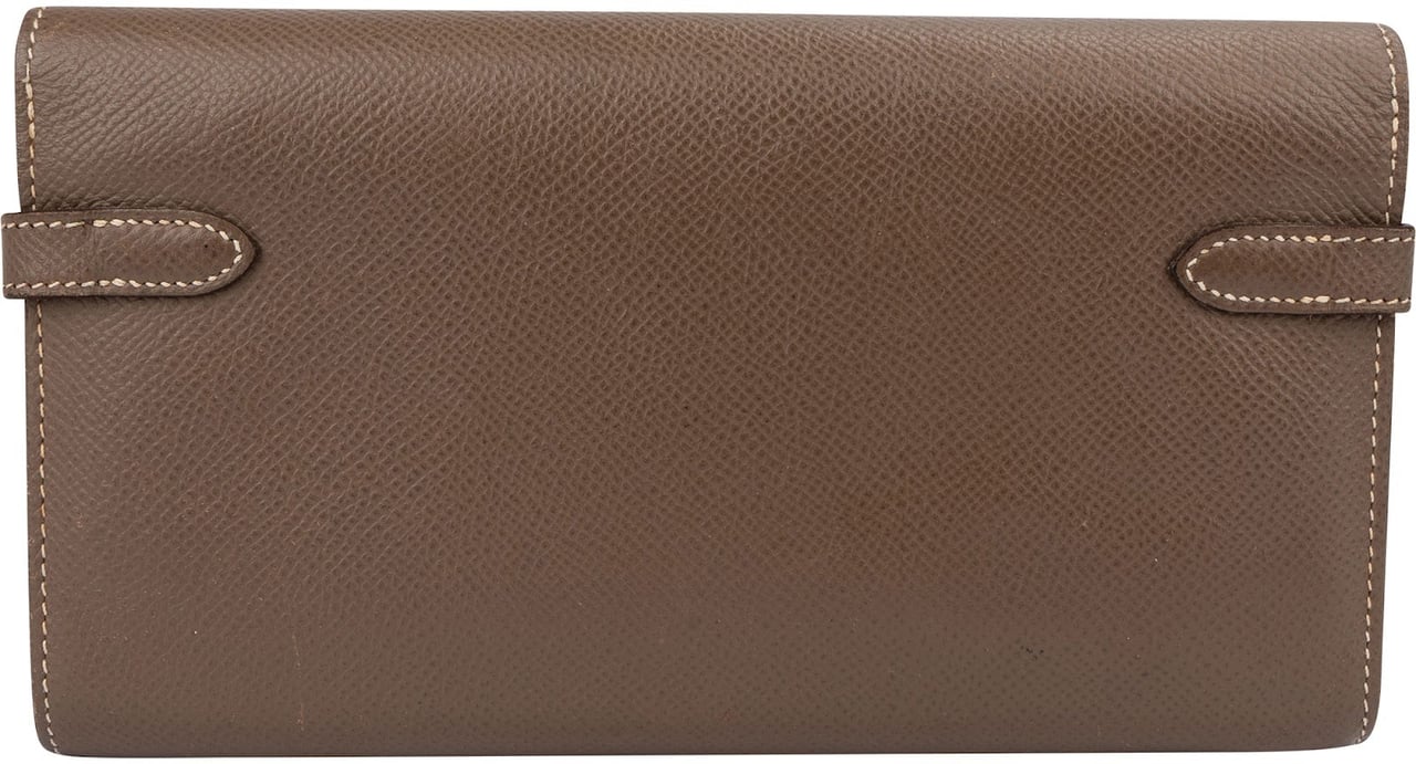 Hermès Epsom Leather Palladium Kelly Wallet Beige