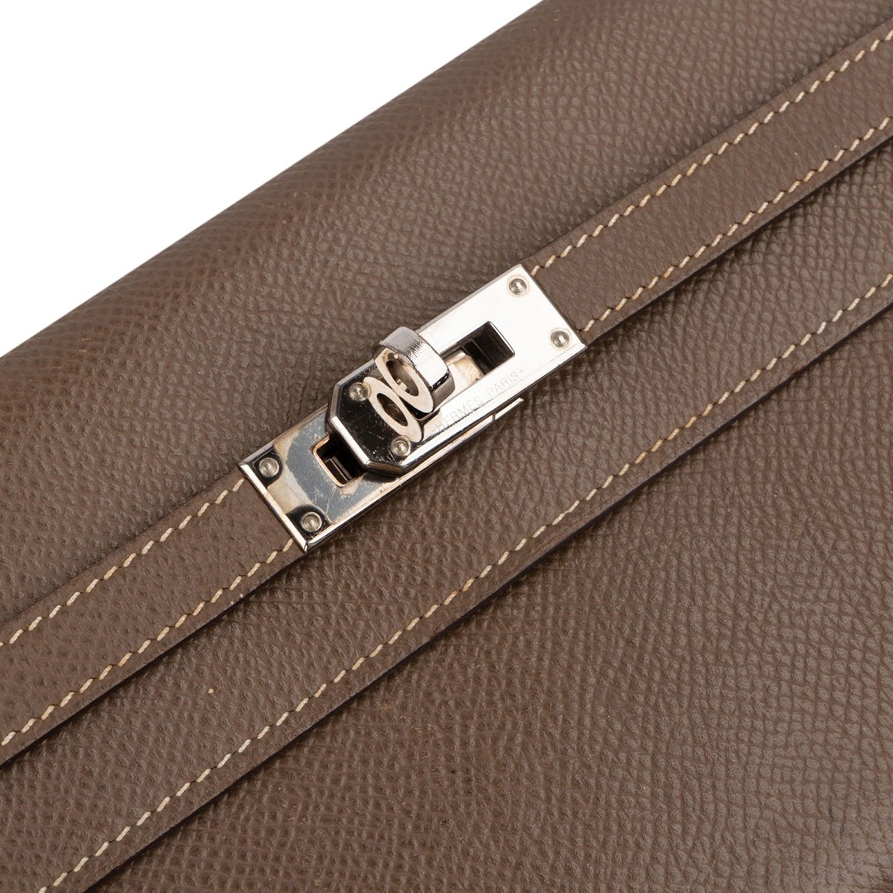 Hermès Epsom Leather Palladium Kelly Wallet Beige