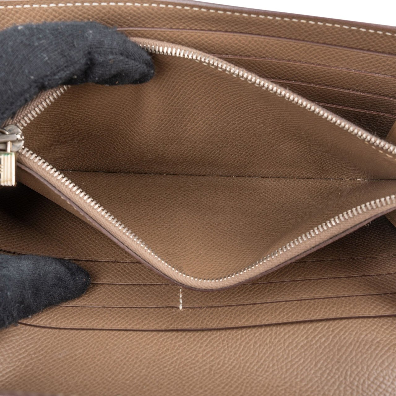Hermès Epsom Leather Palladium Kelly Wallet Beige