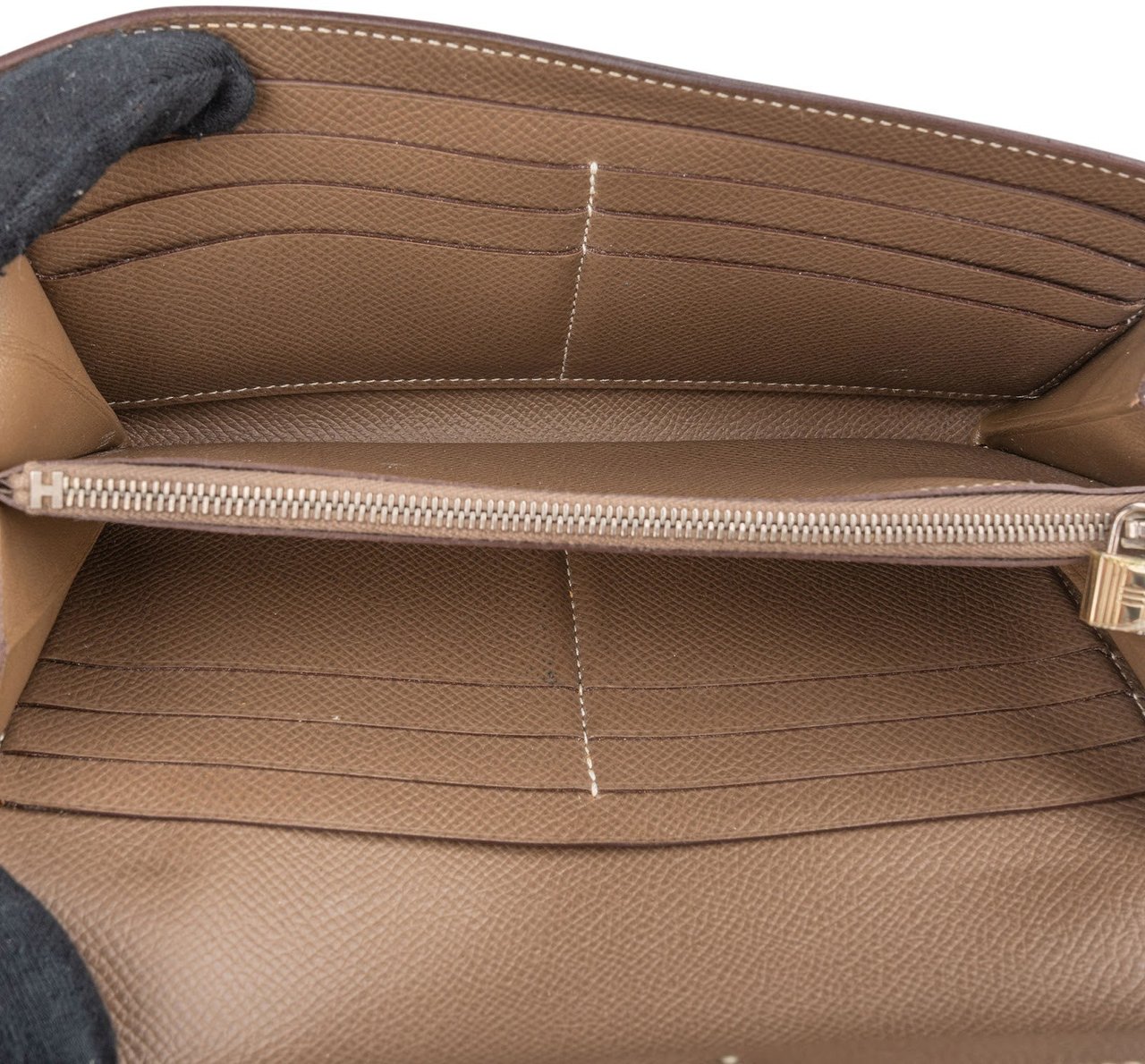 Hermès Epsom Leather Palladium Kelly Wallet Beige