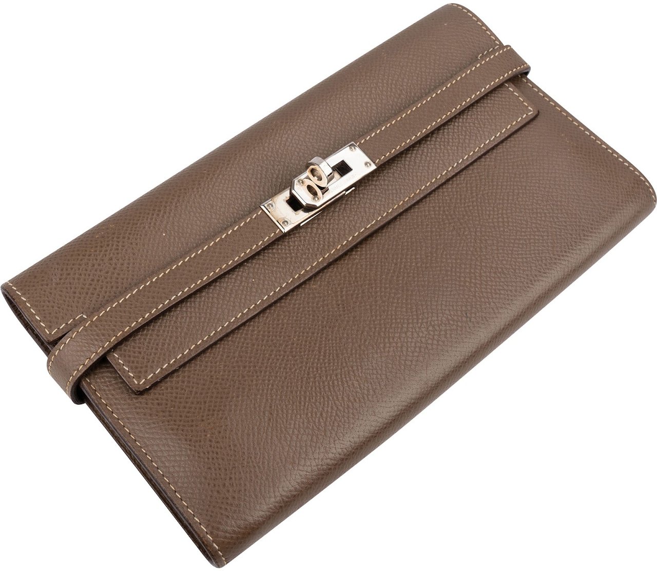 Hermès Epsom Leather Palladium Kelly Wallet Beige