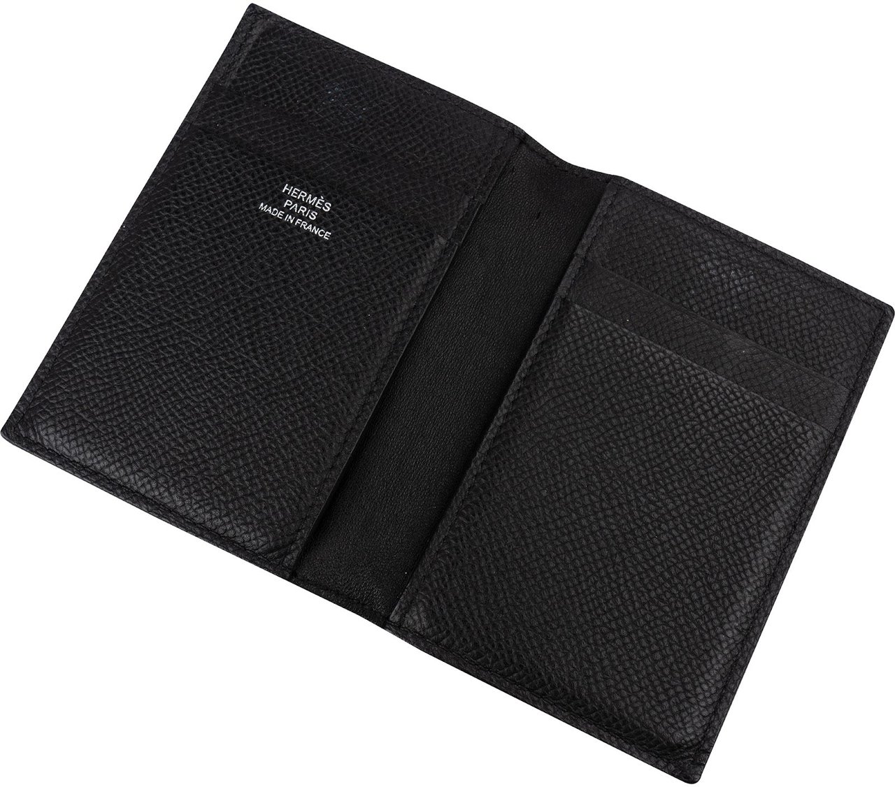 Hermès Noir Epsom Leather Card Holder Wallet Zwart