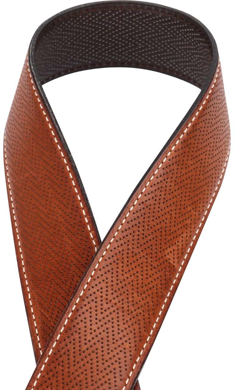 Hermès Brown Leather Perforated H Reversible Belt Bruin