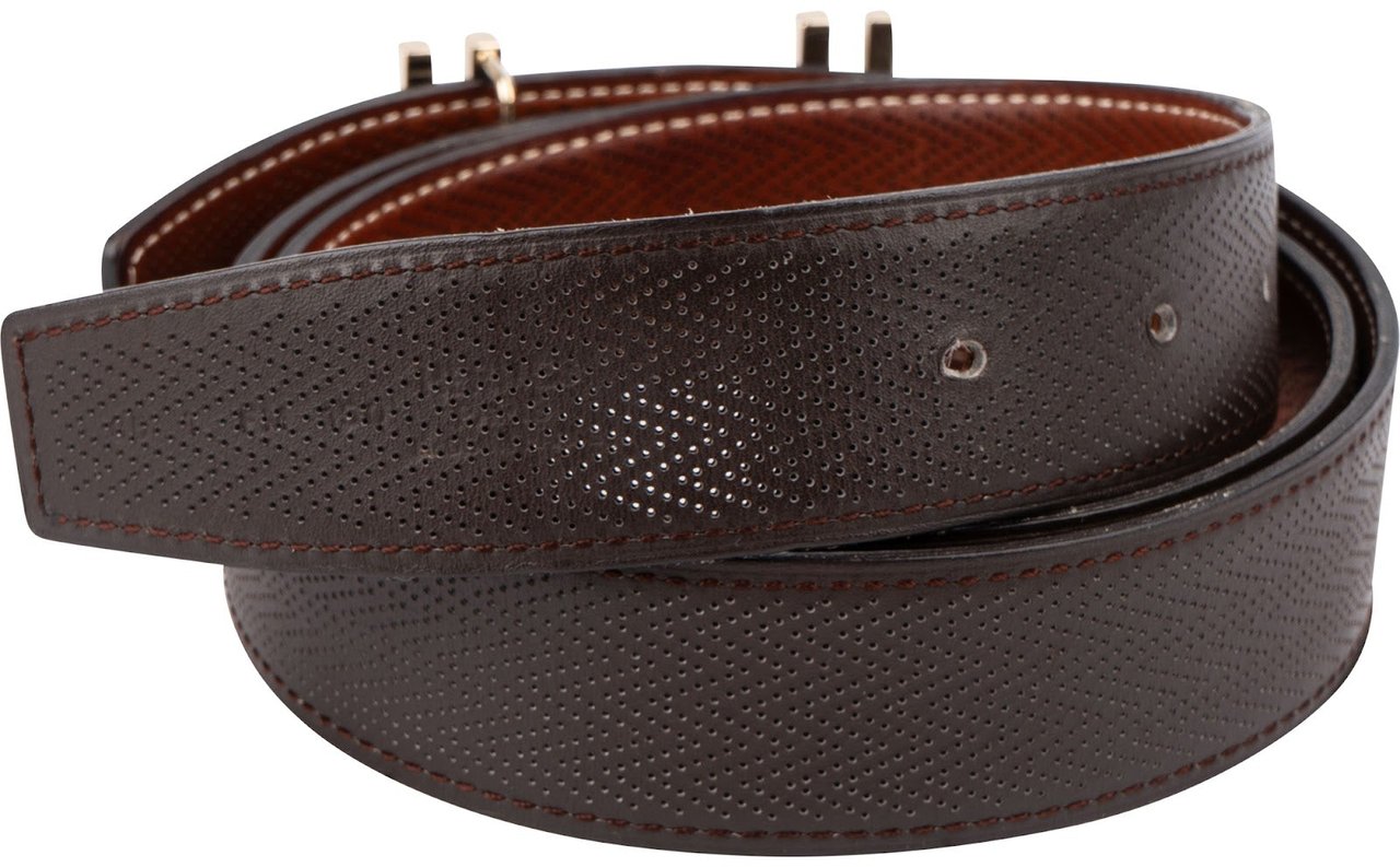 Hermès Brown Leather Perforated H Reversible Belt Bruin