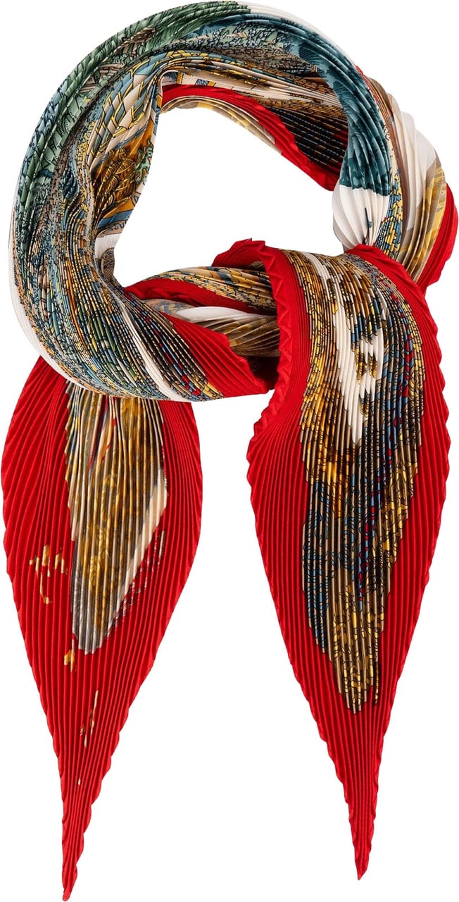 Hermès L'Atlantide Plisse Silk Tuch Scarf Rood