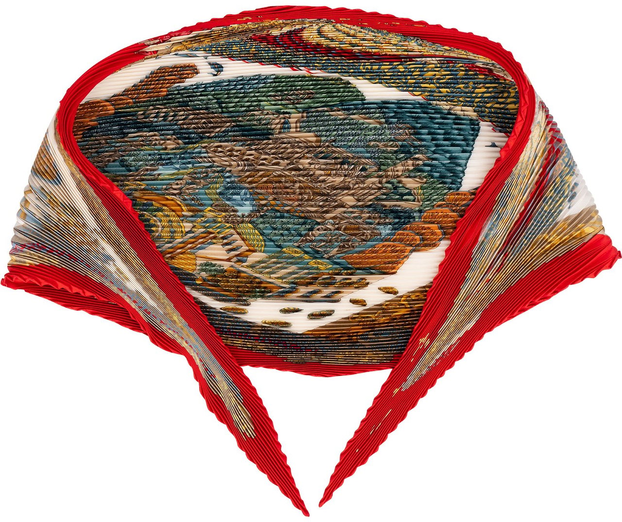 Hermès L'Atlantide Plisse Silk Tuch Scarf Rood