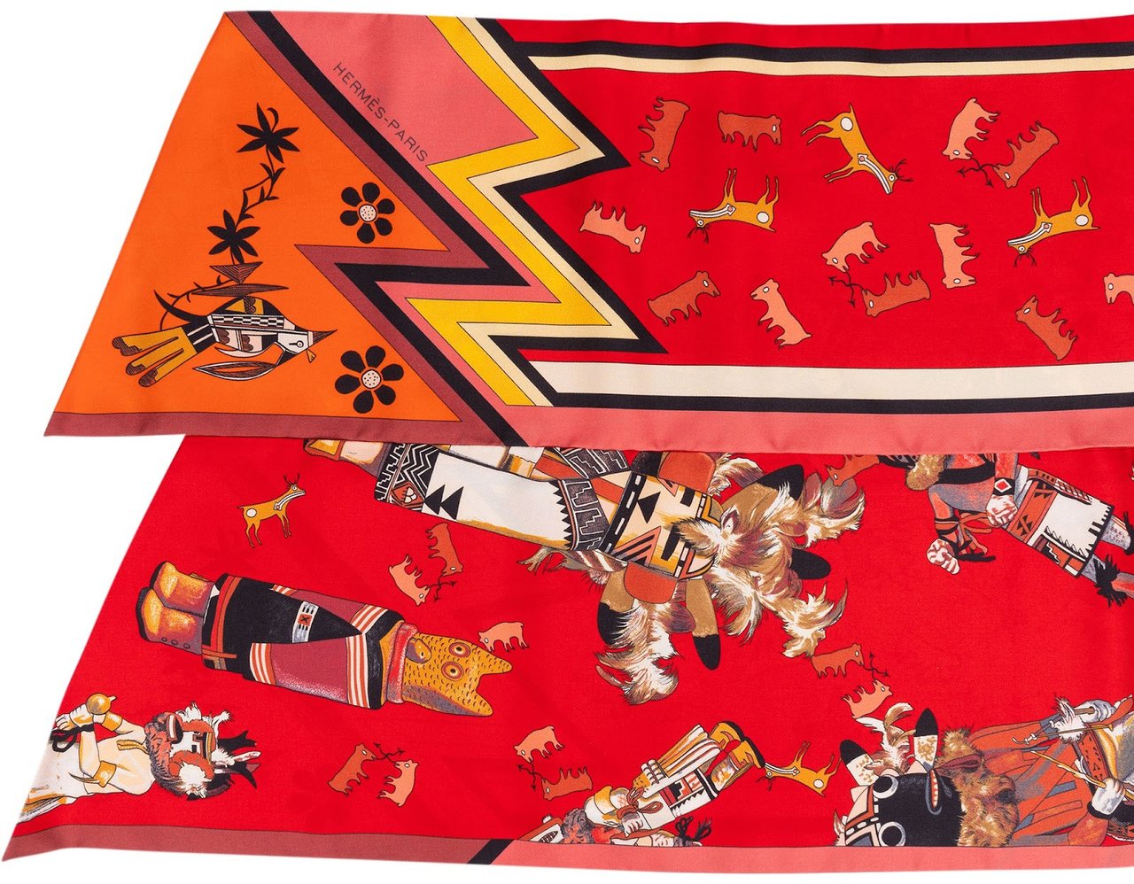Hermès Las Kachinas Maxi Twilly Silk Tuch Scarf Rood