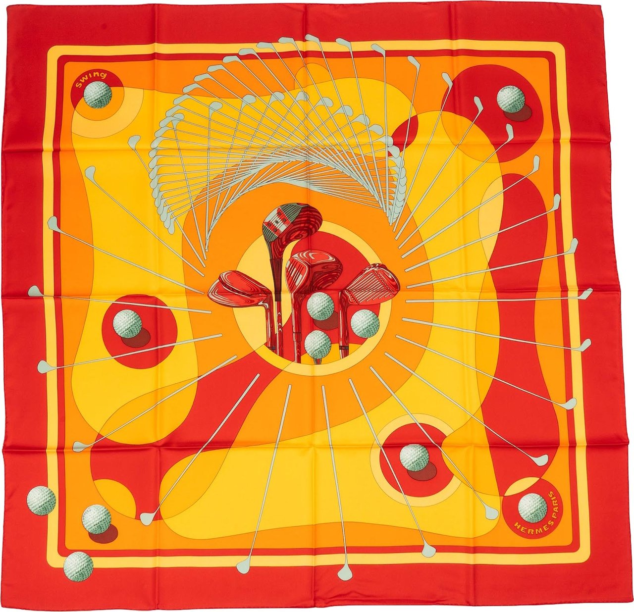 Hermès Swing Silk Carre 90 Scarf Tuch Rood