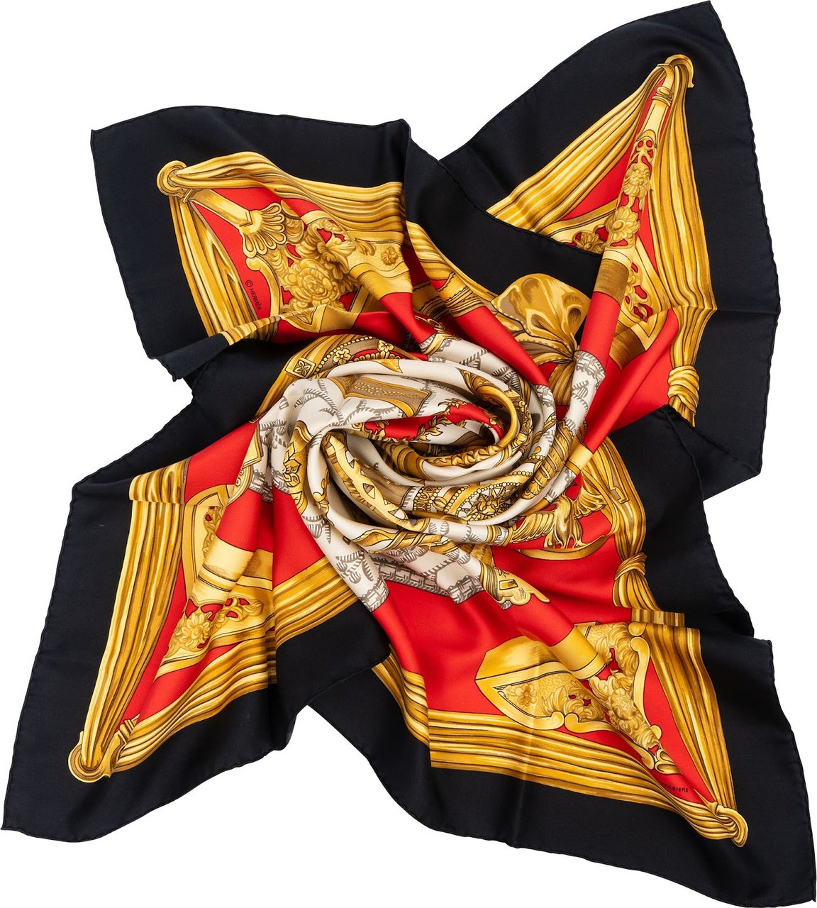 Hermès Etriers Silk 90 Scarf Tuch Zwart