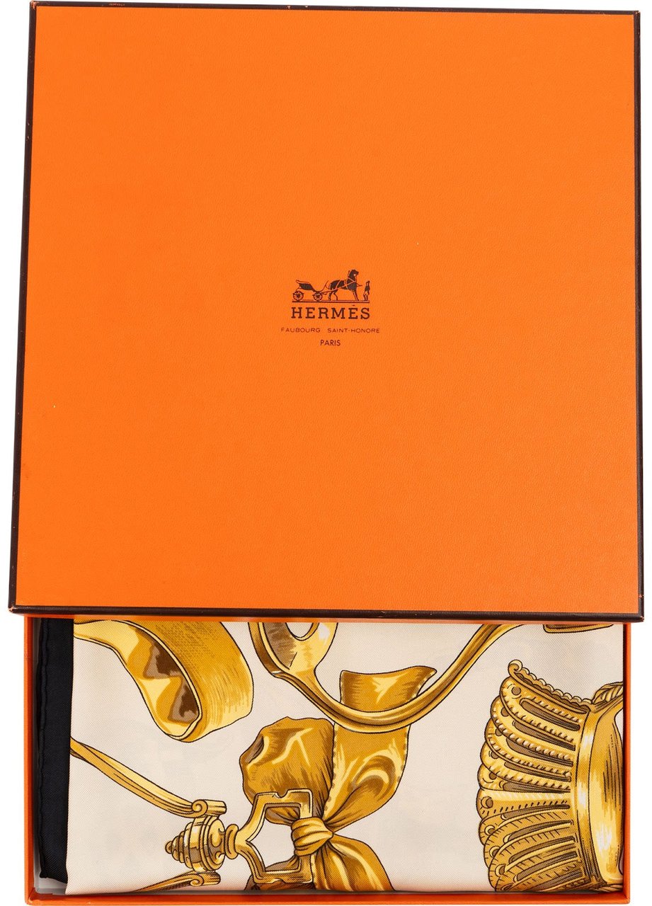 Hermès Etriers Silk 90 Scarf Tuch Zwart
