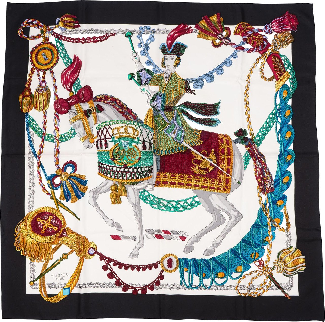 Hermès Le Timbalier Silk 90 Scarf Tuch Divers