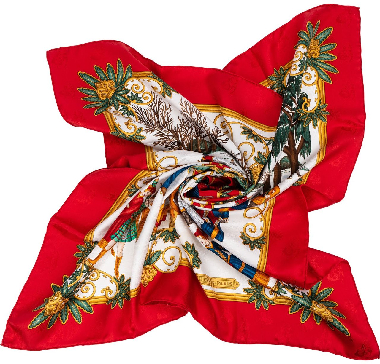 Hermès Joies d'Hiver Silk Carre 90 Scarf Tuch Rood