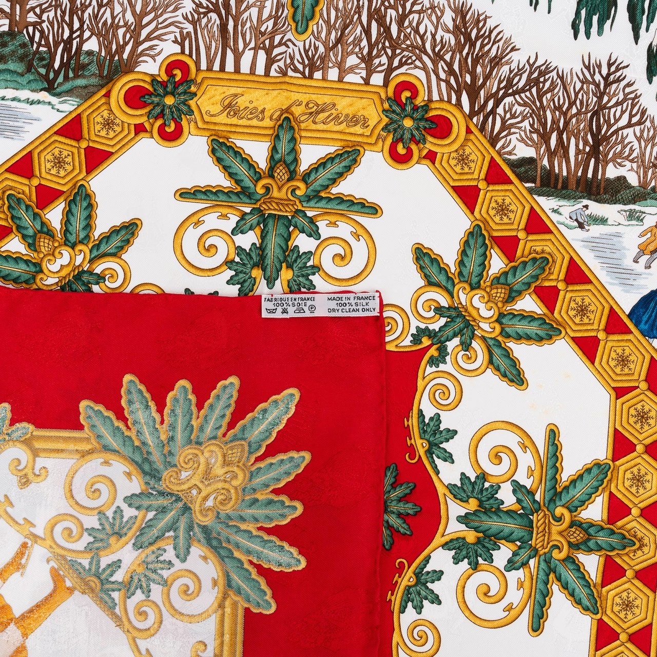 Hermès Joies d'Hiver Silk Carre 90 Scarf Tuch Rood