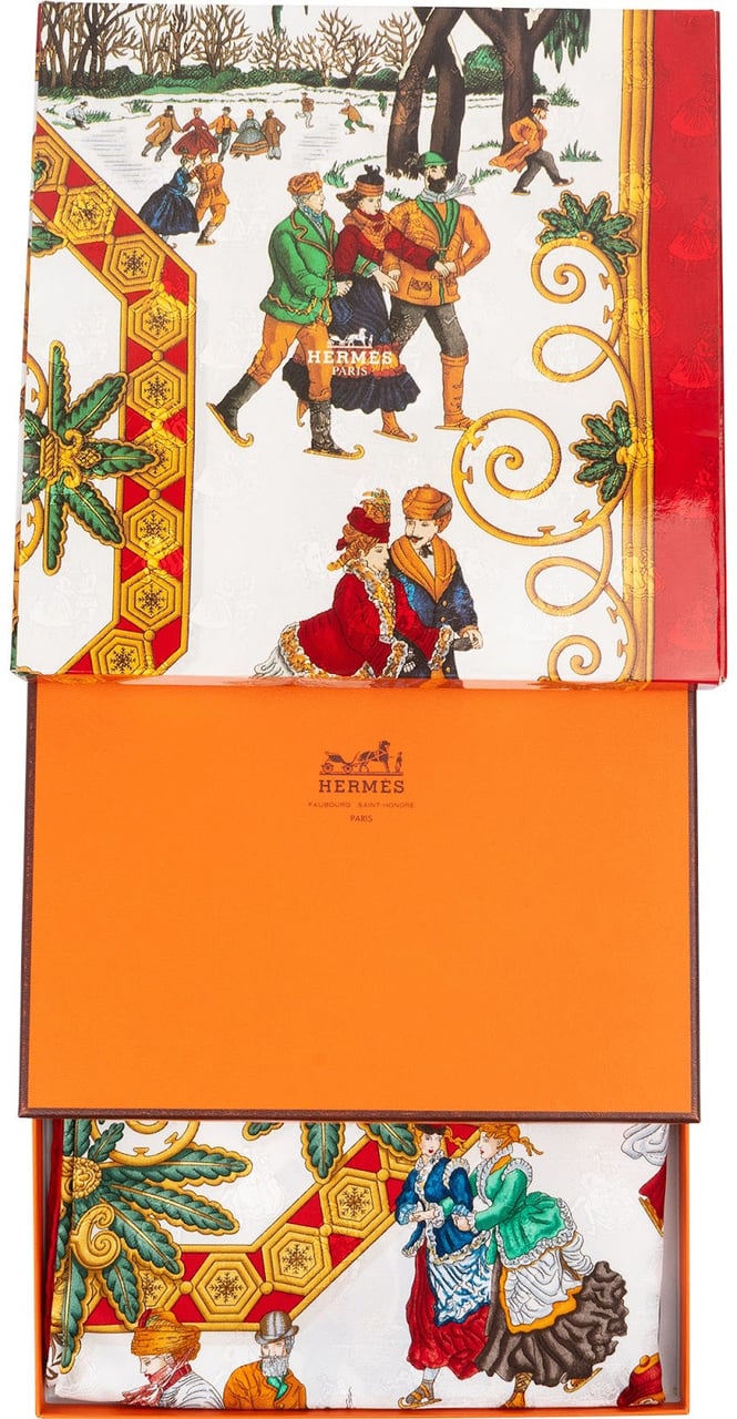 Hermès Joies d'Hiver Silk Carre 90 Scarf Tuch Rood