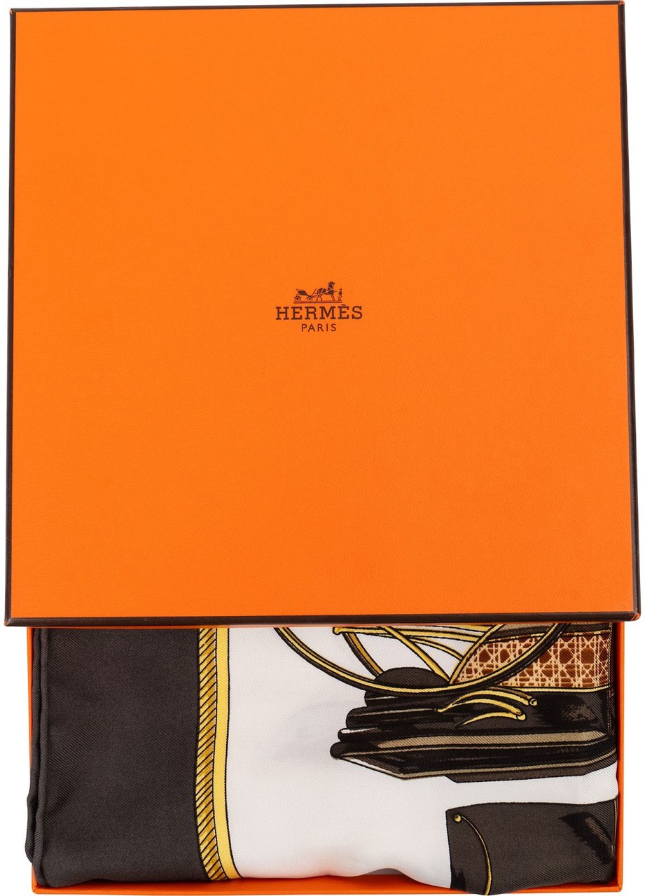 Hermès Voitures de Tradition Silk Carre 90 Scarf Tuch Wit