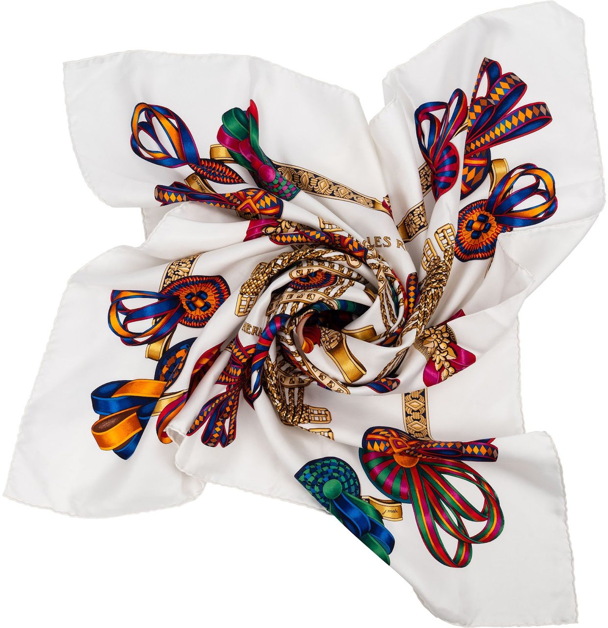 Hermès Les Rubans du Cheval Silk 90 Scarf Tuch Wit