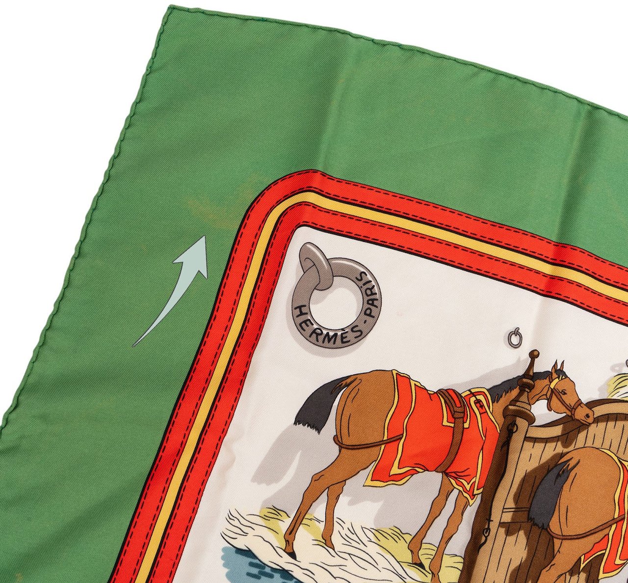 Hermès Ecuries Silk Carre 90 Scarf Tuch Groen
