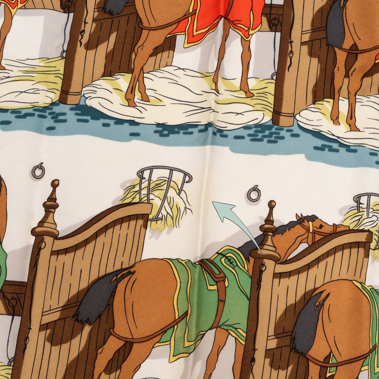 Hermès Ecuries Silk Carre 90 Scarf Tuch Groen