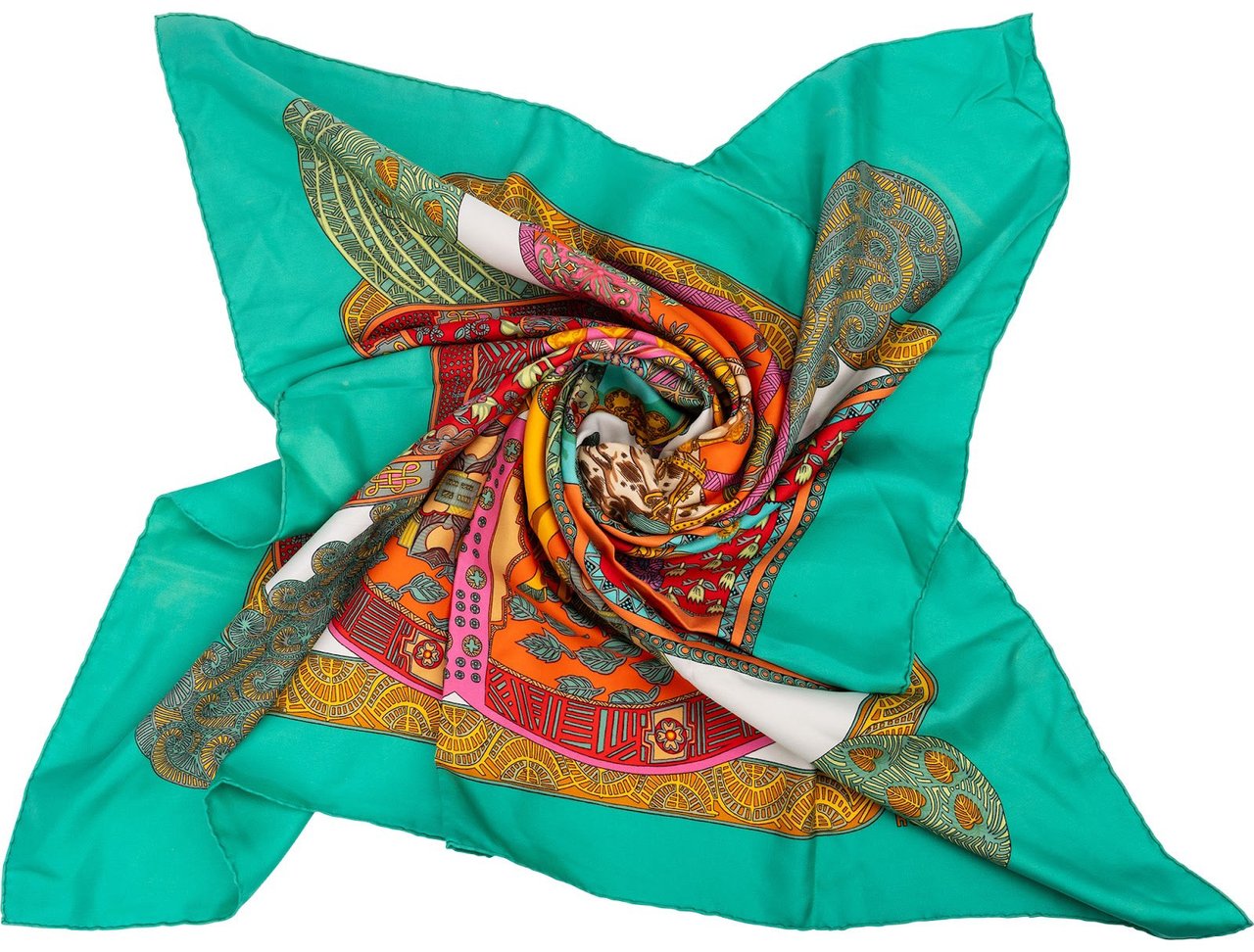 Hermès Tapis Persans Silk 90 Scarf Tuch Groen