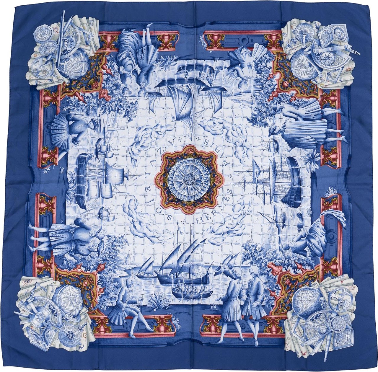 Hermès Voiles de Lumière Silk Carre 90 Scarf Tuch Blauw