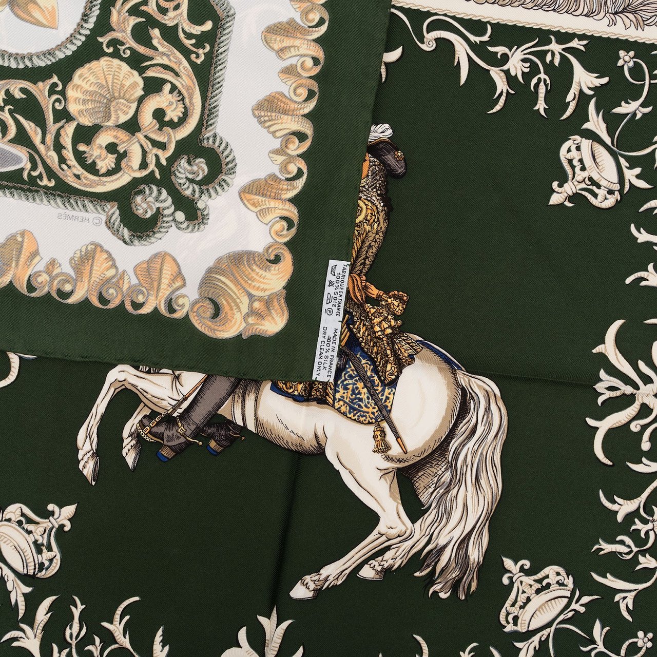 Hermès Ludovicus Magnus Silk Carre 90 Scarf Tuch Groen